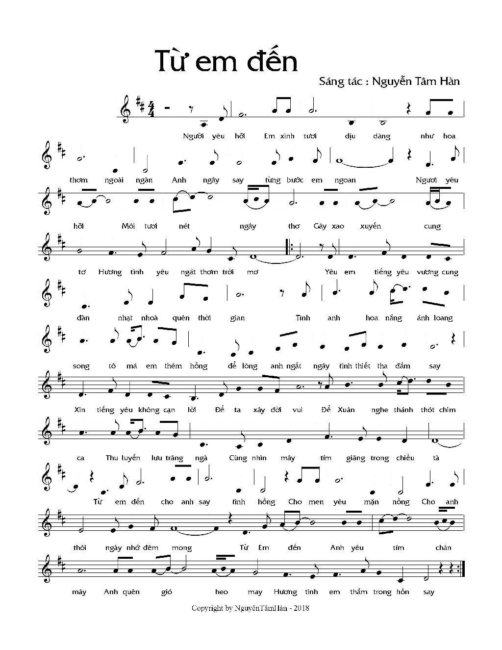 Sheet nhạc Từ Em Đến